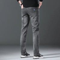 Jeans men straight tube loose 2024 autumn new item business elastic men's versatile casual pants trendy brand long pants men