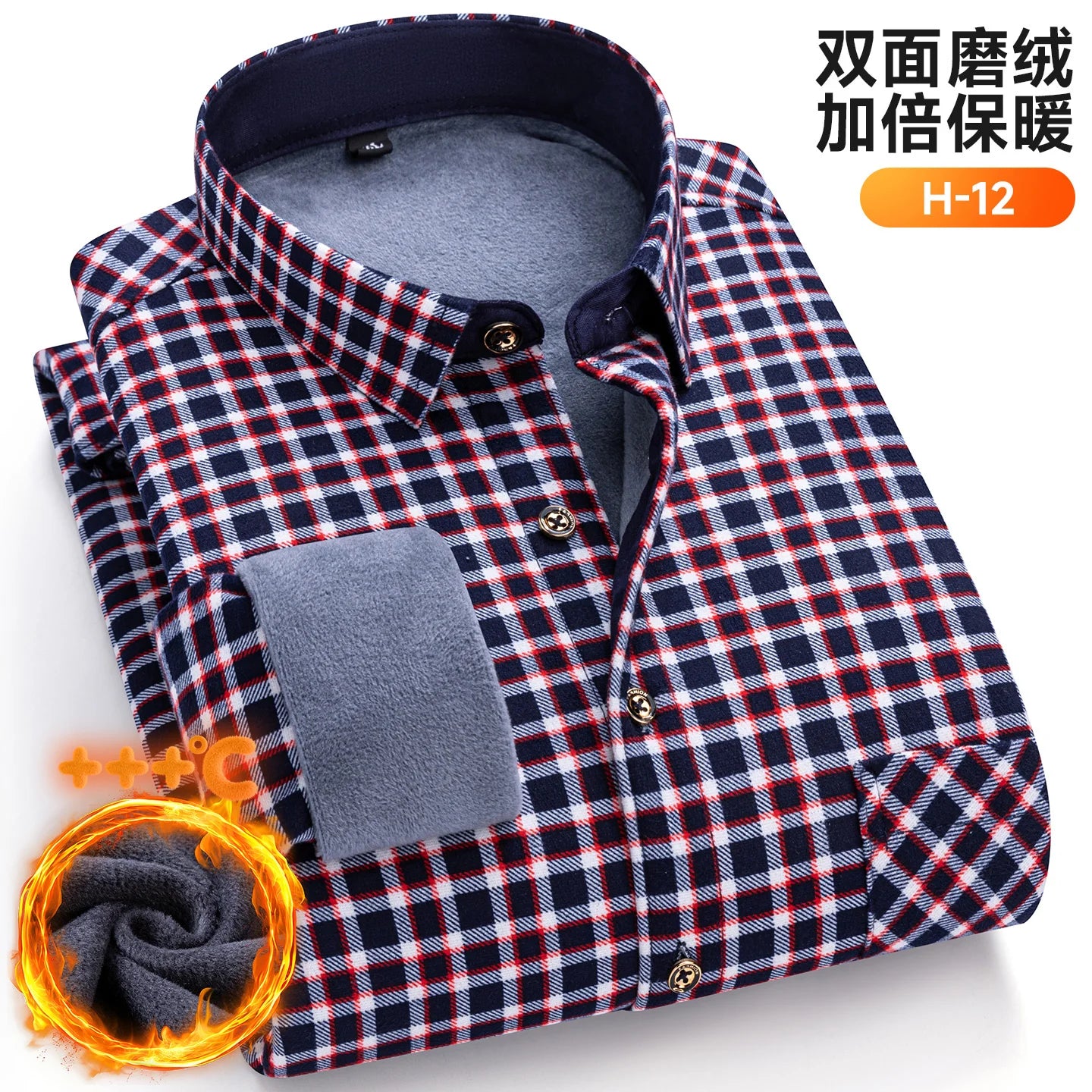 Winter Warm Men's Plaid Shirts Thickened Flannel Casual Menswear Long Sleeve Plus Size Office Workwear Casual Male Check Shirts