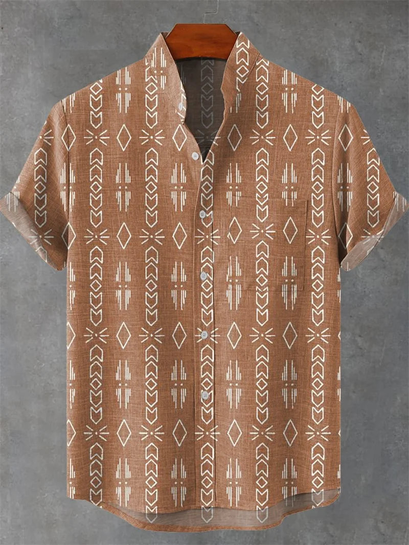 Men's Short Sleeve Linen 100% Shirt 3D Octopus Print Funny Art Hawaiian Leaf Flip-Collar Shirt New Collection
