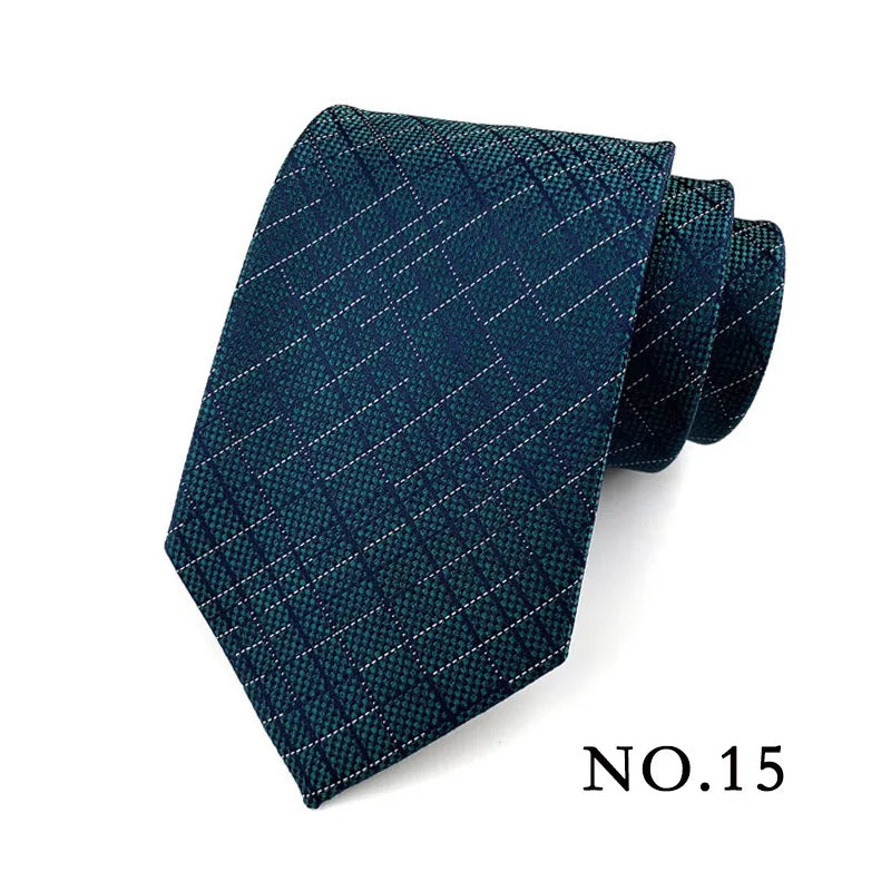 Fashion 8CM Mens Necktie Polka Dot Stripes Paisley Ties For Man Jacquard Woven Ascot Green Color Business Party Accessories