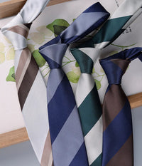 Men's Fashion Silk Tie 8cm Striped Novelty Necktie Blue Green Orange Color Ties For Men Floral Party Ties Wedding Business Gift
