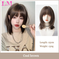 LM Synthetic Black Wig with Long Ponytail Short Straight Wig Lolita Cosplay Party Harajuku Blonde Wig With Bangs for Women