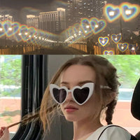 Women Fashion Heart Shaped Effects Glasses Watch The Lights Change To Heart Shape At Night Diffraction Glasses Female Sunglasses