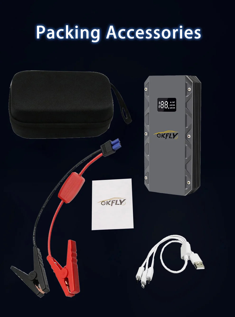GKFLY Car Jump Starter Portable Power Bank 6000A/4000A/3000A Starting Device Car Booster Battery For Petorl Diesel Car