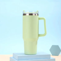 40oz Stainless Steel Car Cup Large Capacity Water Cup with Handle and Straw Double-walled Insulated Travel Mug Holiday Gifts