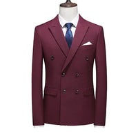 Men's Blue Double Breasted Formal Suit Jacket, Business Office Blazer, Masculino Wedding Party Dress Coat,  Slim Man Tuxedo