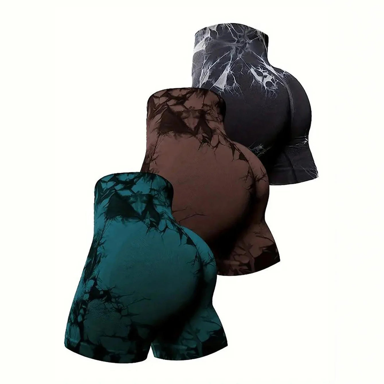 Women's high stretch fitness pants tight fitting cycling exercise yoga shorts breathable high waisted shorts 3-piece set