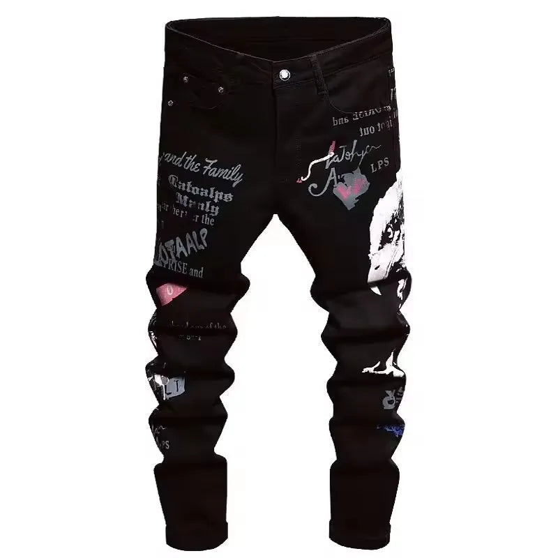 2025 new men's printing  jeans slim fit jeans men Fashion Classic Denim Skinny Jeans Male men's casual High Quality Trousers