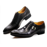 Luxury Leather Mens Dress Shoes Office Business Wedding Formal Shoes Brown Black Lace Up Buckle Pointed Toe Oxford Shoes for Men