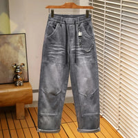 Baggy Jeans Man Pants Autumn Winter New American Retro Loose Straight Vintage Wash Distressed Wide Leg Y2k Jeans
