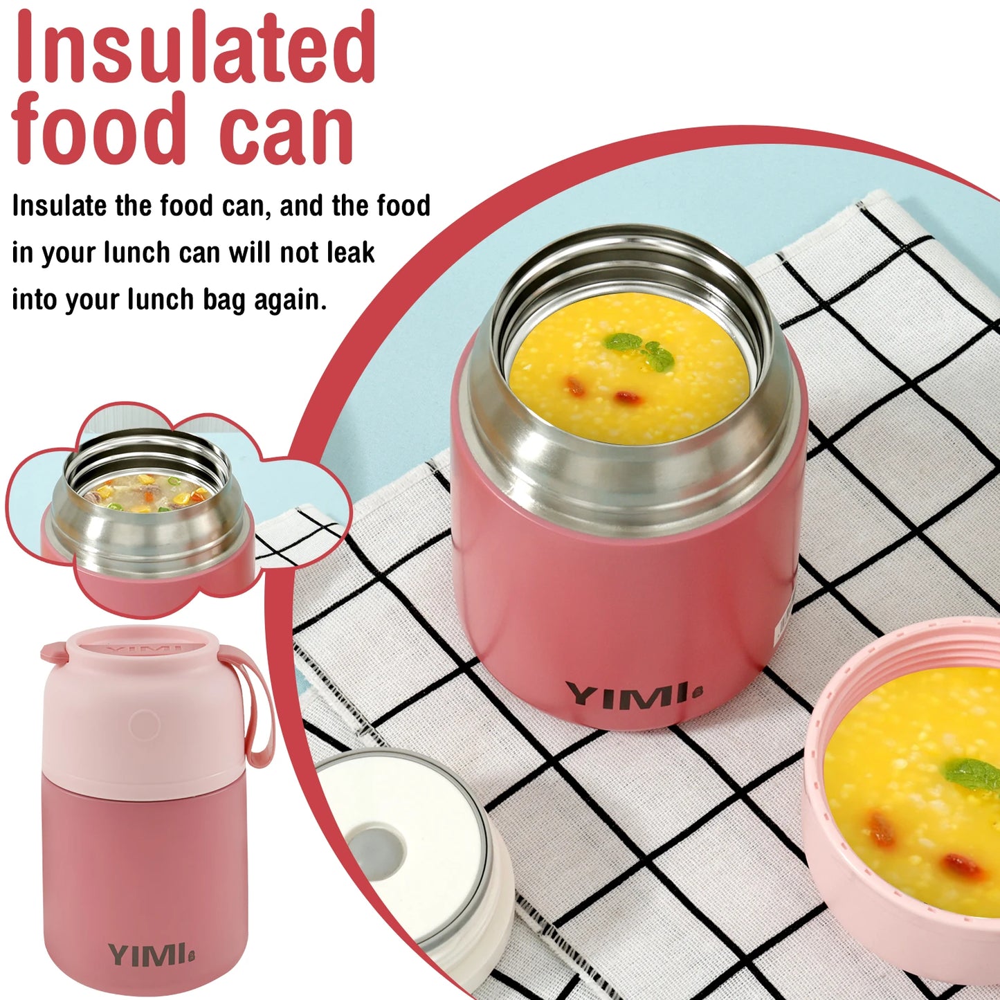 Stainless Steel Insulated Thermo Soup Cup 530ml 480ml Portable Lunch Box with Spoon Food Container Vaccum Cup Insulate Bento Box