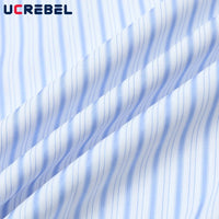 Button Decoration Striped Long Sleeve Shirts Mens High Street Autumn Single Breasted Lapel Pocket Shirts Men