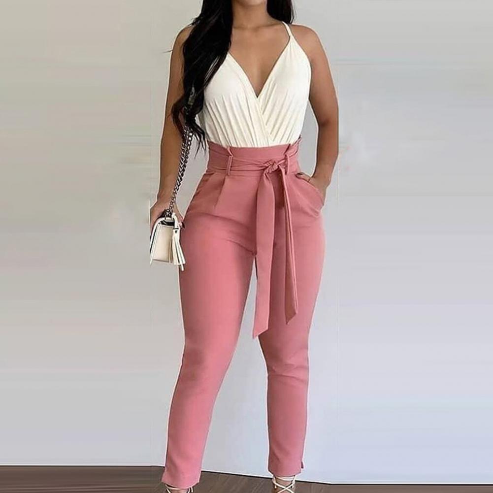 Summer Romper Women Jumpsuit High Waist Sleeveless One-pieces Playsuits Women Bodysuit Rompers