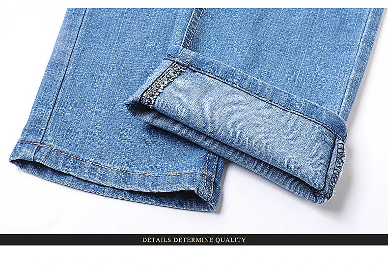 Men's Denim Jeans Thin Summer Straight Business Soft Fashion New High Quality Pants New Arrivals Dropship OL Work Trousers