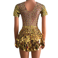 Women Party Celebriate Birthday Dress Sexy Nightclub Performance Dance Costume Show Dress Stage Wear Shiny Sequins Short Dress