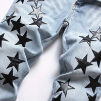 Men Straight Jean Denim Pants Jeans Loose Ankle Length Pant Pockets Casual Washed High Street Distressed Zipper Fly Spliced