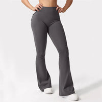 Newest Women Wide Leg High Stretch Yoga Leggings Naked Feeling Compression Fitness Workwear with pockets Yoga Pant ﻿