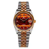 Eniton 36mm Men's Stainless Steel Watch with Peacock Stone Tiger Eye Dial NH35 Movement Mechanical Watch