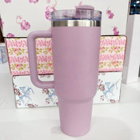 Stainless Steel Vacuum Insulated Car Cup with Dual Straw Lid, Thermal Icy Travel Handle 40oz New