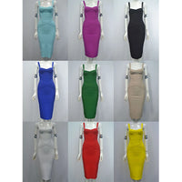 2023 Women's Sexy Midi Bandage Dress Royal Spaghetti Strap Bodycon Club Party Dresses