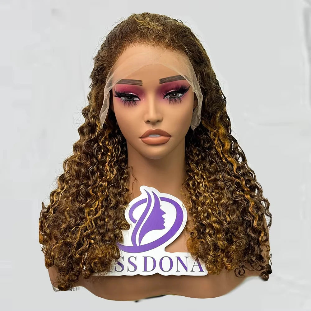 250% 12A Double Drawn Burmese Curl Curly Human Hair Wig 13x4 Lace Frontal Hair Wig Curls Human Hair Wigs Piano Color Hair Wig