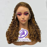 250% 12A Double Drawn Burmese Curl Curly Human Hair Wig 13x4 Lace Frontal Hair Wig Curls Human Hair Wigs Piano Color Hair Wig