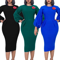 Fall Church Dress for Women 2023 New Arrivals Dresses Elegant Lantern Long Sleeve Ladies Knee Length Formal Festival Midi Dress