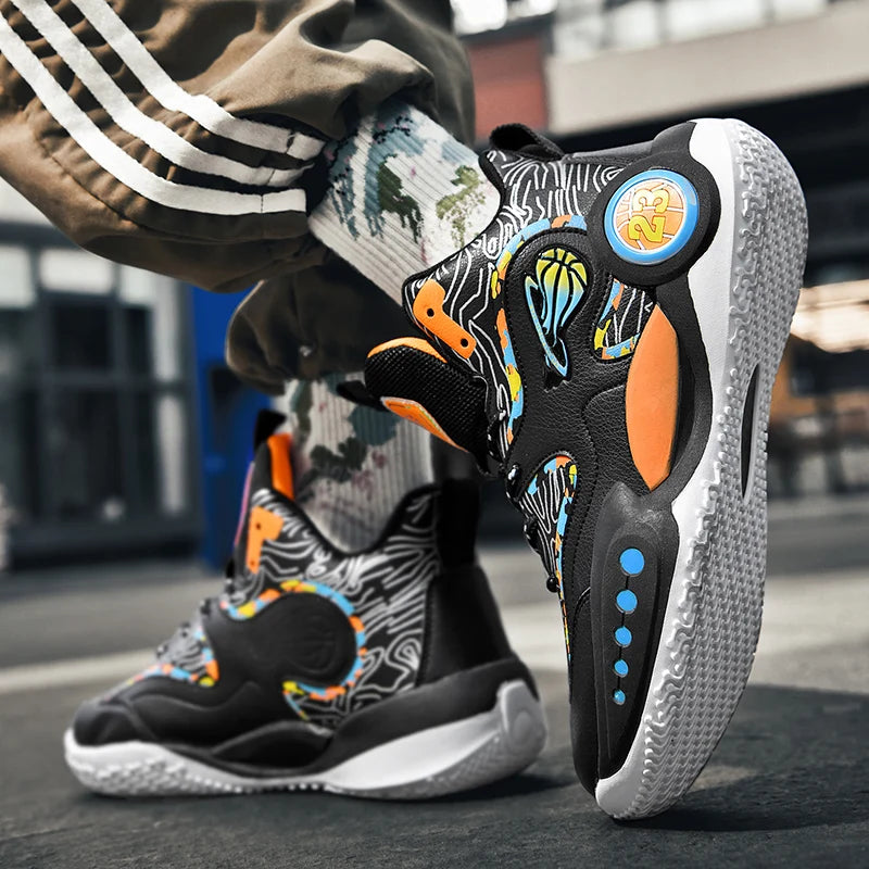 Men's Basketball Shoes Breathable Cushioning Non-Slip Wearable Runing Shoes Gym Training Athletic Basketball Sneakers for Men