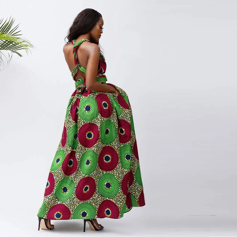 African Dresses For Women Elegant Maxi Dress DIY Sleeve Nigerian Traditional Clothing Ankara Print For Ladies Evening Party