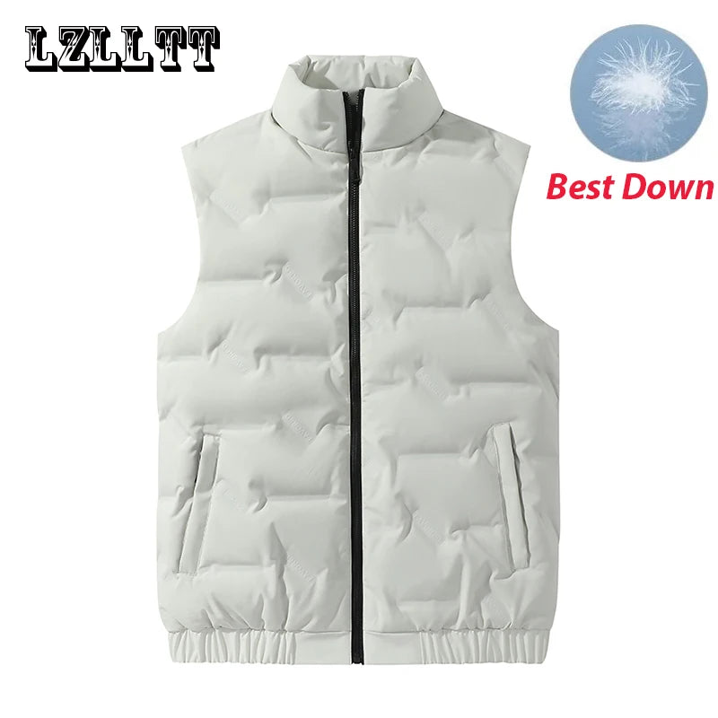 Winter Men 80 Down Vests Men waterproof Fashion Casual Down Sleeveless Vest Jackets Men Autumn Couple Lightweight Work Waistcoat