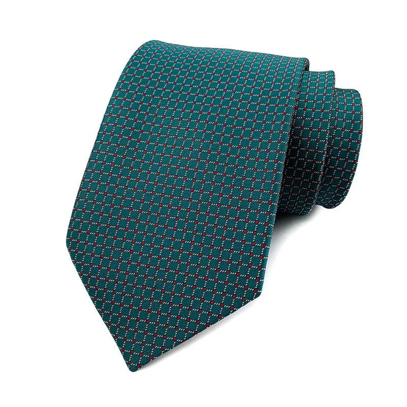 Fashion 8CM Mens Necktie Polka Dot Stripes Paisley Ties For Man Jacquard Woven Ascot Green Color Business Party Accessories