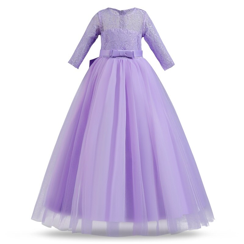 Summer Long Dresses For Girls Floral Beauty Pageant Princess Dress Wedding Party Children Bridesmaids Costume Tutu Dress 6-14Y