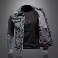 Men's Denim Jacket Vintage Distressed American Style Slim Fit Motorcycle Jacket Workwear Casual Coat Spring Autumn