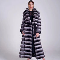 Best Selling Women's Jacket Chinchilla Real Coat Women's Long Winter Fur Real Rex Rabbit Fur Coat High Quality