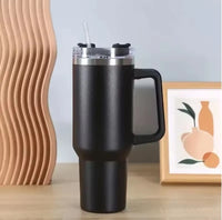 Stainless Steel Vacuum Insulated Car Cup with Dual Straw Lid, Thermal Icy Travel Handle 40oz New