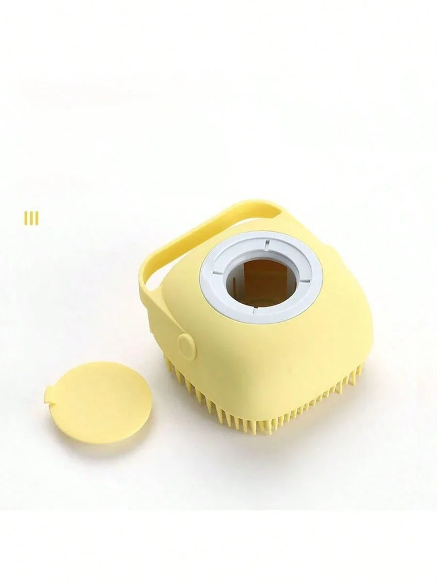 Dog Bathing Brush Pet Massage Brush Shampoo Dispenser Soft Silicone Brush Rubber Bristle for Dogs and Cats Shower Grooming Tool