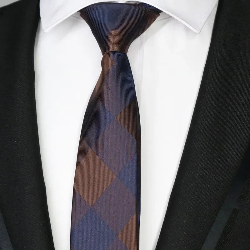 New Slim Narrow Skinny 6CM Mens Necktie Neck Ties For Man Plaids Polka Dot Striped Jacquard Cravat Business Party Corbatas