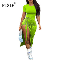 New Fashion O-Neck Short Sleeve High Waist Slim Dress Fashion Beach Party Party British Sexy Women's Dress Vestidos