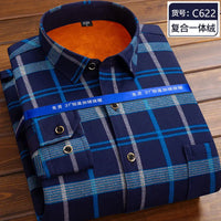 Autumn and Winter Men's Long-sleeved Fleece Shirt Thermal Shirt Plaid Jacket Clothes Men's Clothing Streetwear Men Shirts