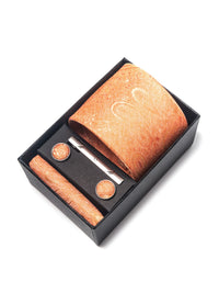 2025 New Design Fashion Brown Paisley Tie Handkerchief Cufflink Set For Men Necktie Clothing Accessories Birthday Present