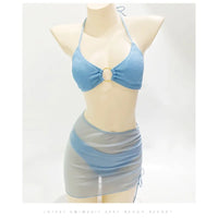 Women's Sexy Bikini European and American Swimsuit Neck Hanging Three Piece Set Split Bikini Swimsuit Women's Bikini