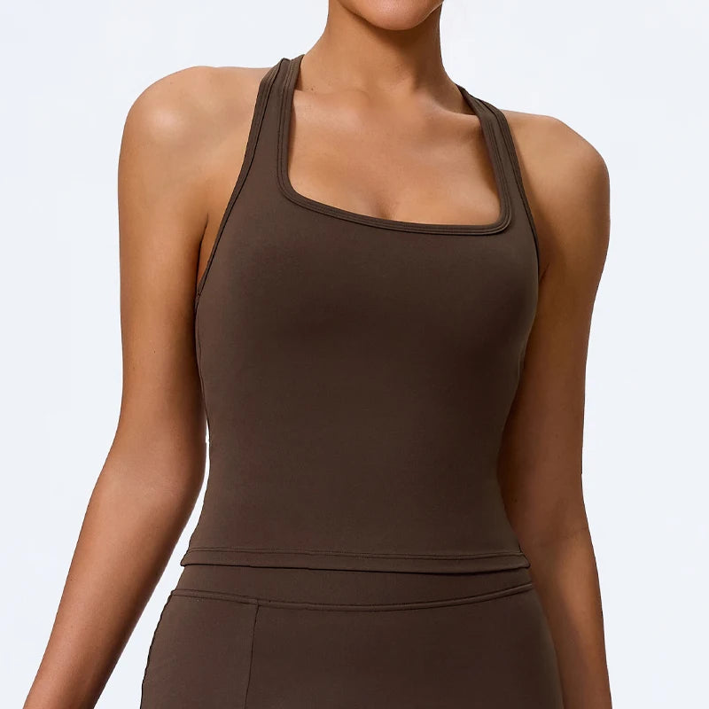 Hearuisavy Summer Shockproof Yoga Vest Running Gym Tank Top Women Fitness Quick-Dry Workout Vest Female Sports Sleeveless Top
