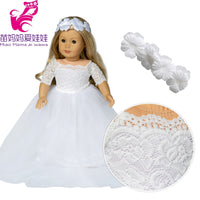 18 Inch Dolls Pink Wedding Dress with Crown for 43cm Baby Doll Dress for 18" American Og Girl Doll Clothes