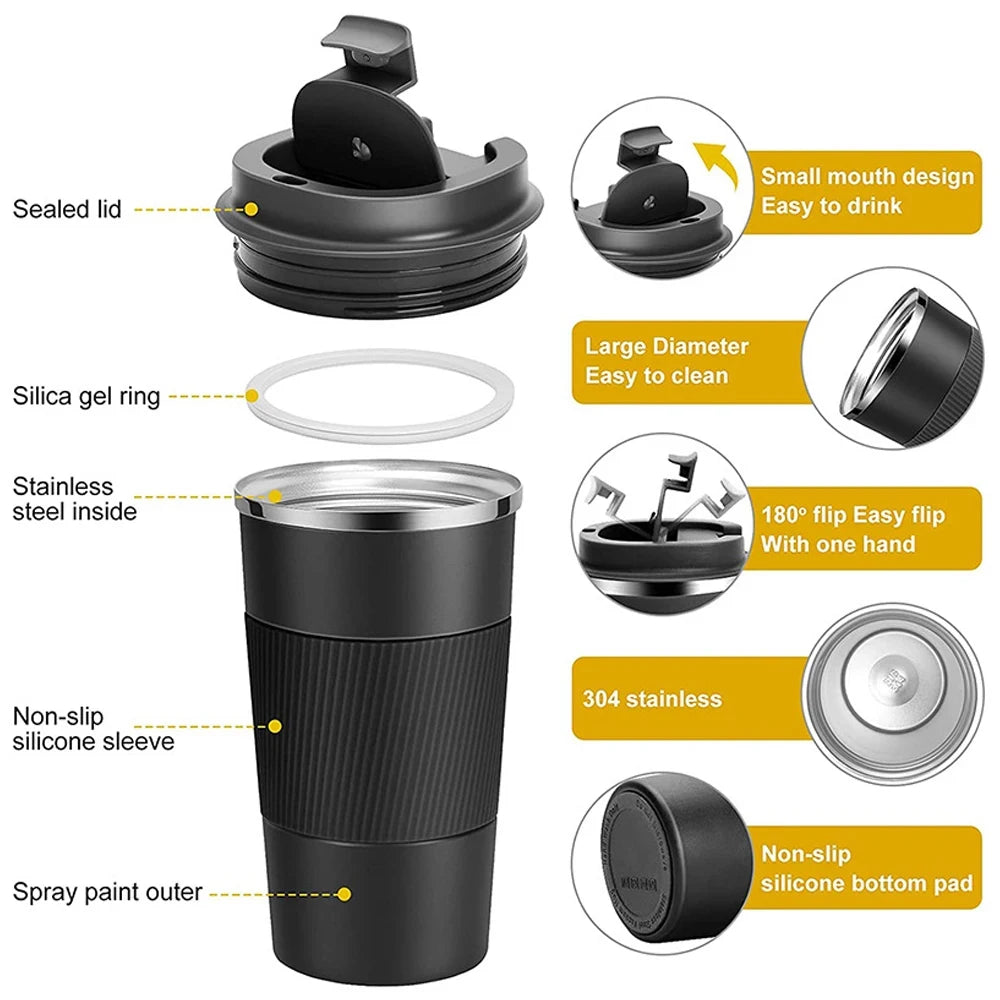 380ML/510ML Stainless Steel Coffee Cup Insulated Bottle Vacuum Flask with Lid Keep Drinks Hot or Cold Office Home Thermal Mug
