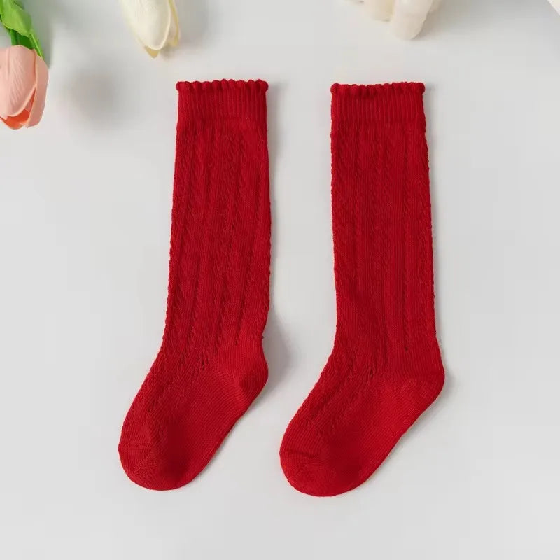 Baby Girls Socks Summer Kids Long Sock Toddlers Knee High Mesh Thin Socks Hollow Out Soft Cotton Infant Socken For 0-7 Years