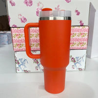 Stainless Steel Vacuum Insulated Car Cup with Dual Straw Lid, Thermal Icy Travel Handle 40oz New