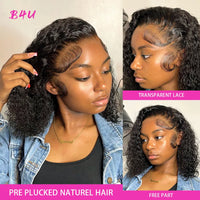 Deep Wave Short Bob Wig Human Hair 13x4 Lace Frontal Wigs HD Lace Front Wigs Water Wave Curly 180 Density 4x4 Lace Closure Wigs