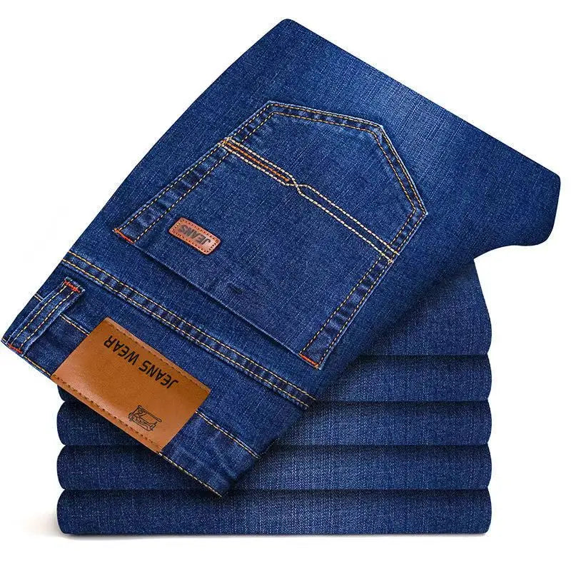 2025 Men NEW Men's Fashion Business Jeans Classic Style Casual Stretch Slim Jean Pants Male Brand Denim Trousers Black Blue Mens