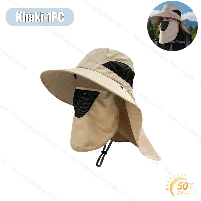Wide Brim Sun Hat Unisex UPF 50+ UV Protection Outdoor Fishing Cap Breathable Summer Beach Hat For Men Women Hiking Camping New