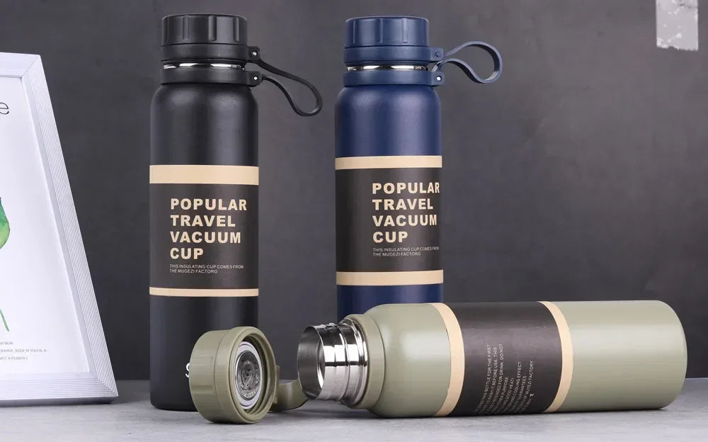 1PCS Stainless Steel Thermos with Tea Filter Double Wall Vacuum Flask Sports Outdoor Fitness Thermal Bottle Insulation Cup